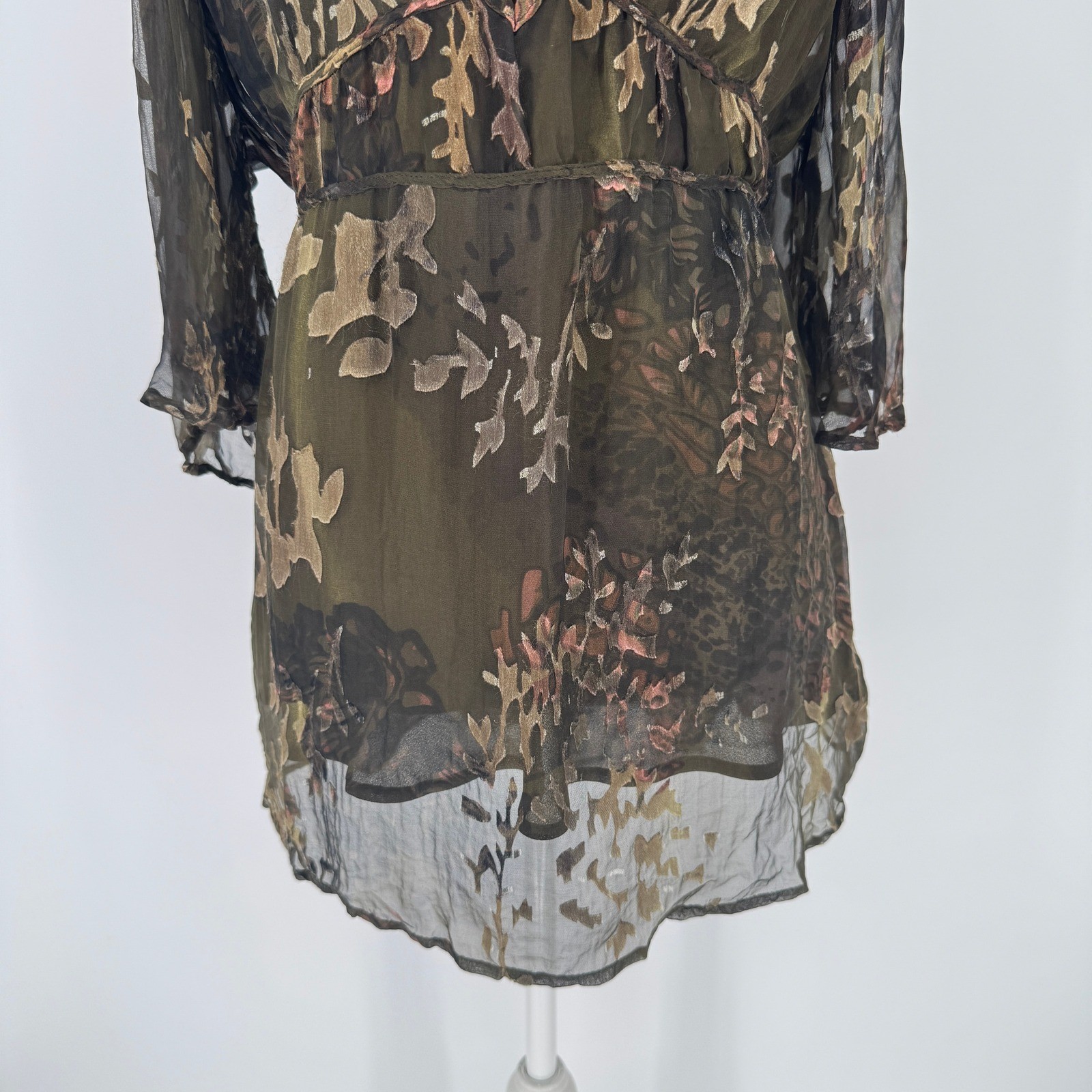 Vintage Silk Blend Uniform John Paul Richard Blouse L Sheer Fairycore Whimsigoth
