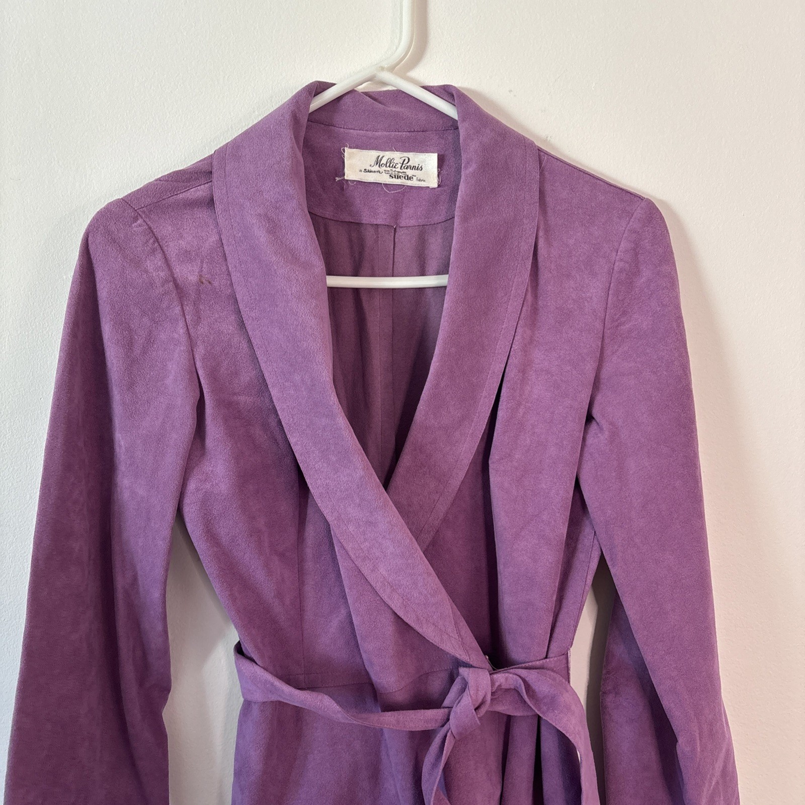 Vintage 70’s Mollie Parnis Purple Ultra Suede Trench Coat S/M