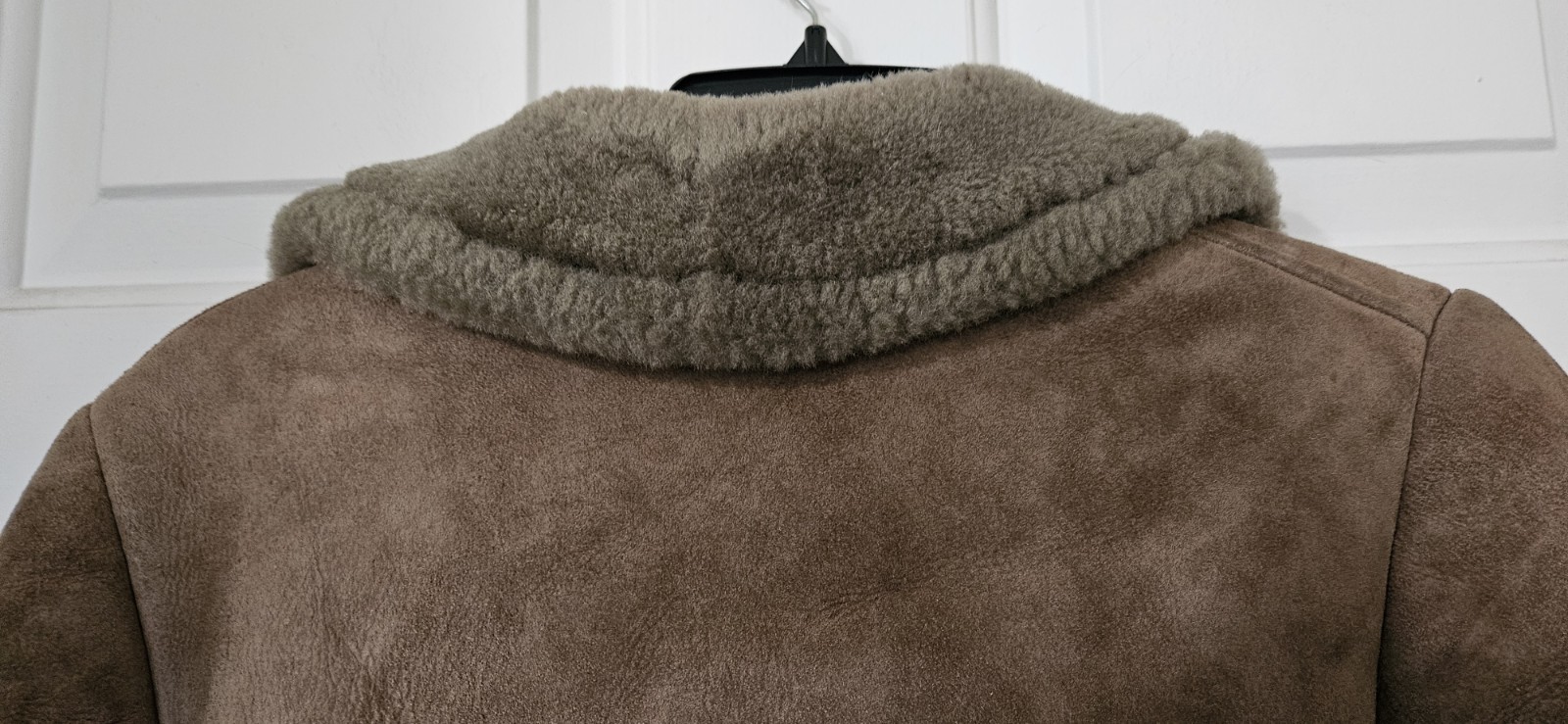 Vintage Womens Genuine Suede Shearling Sheepskin Jacket Size Small