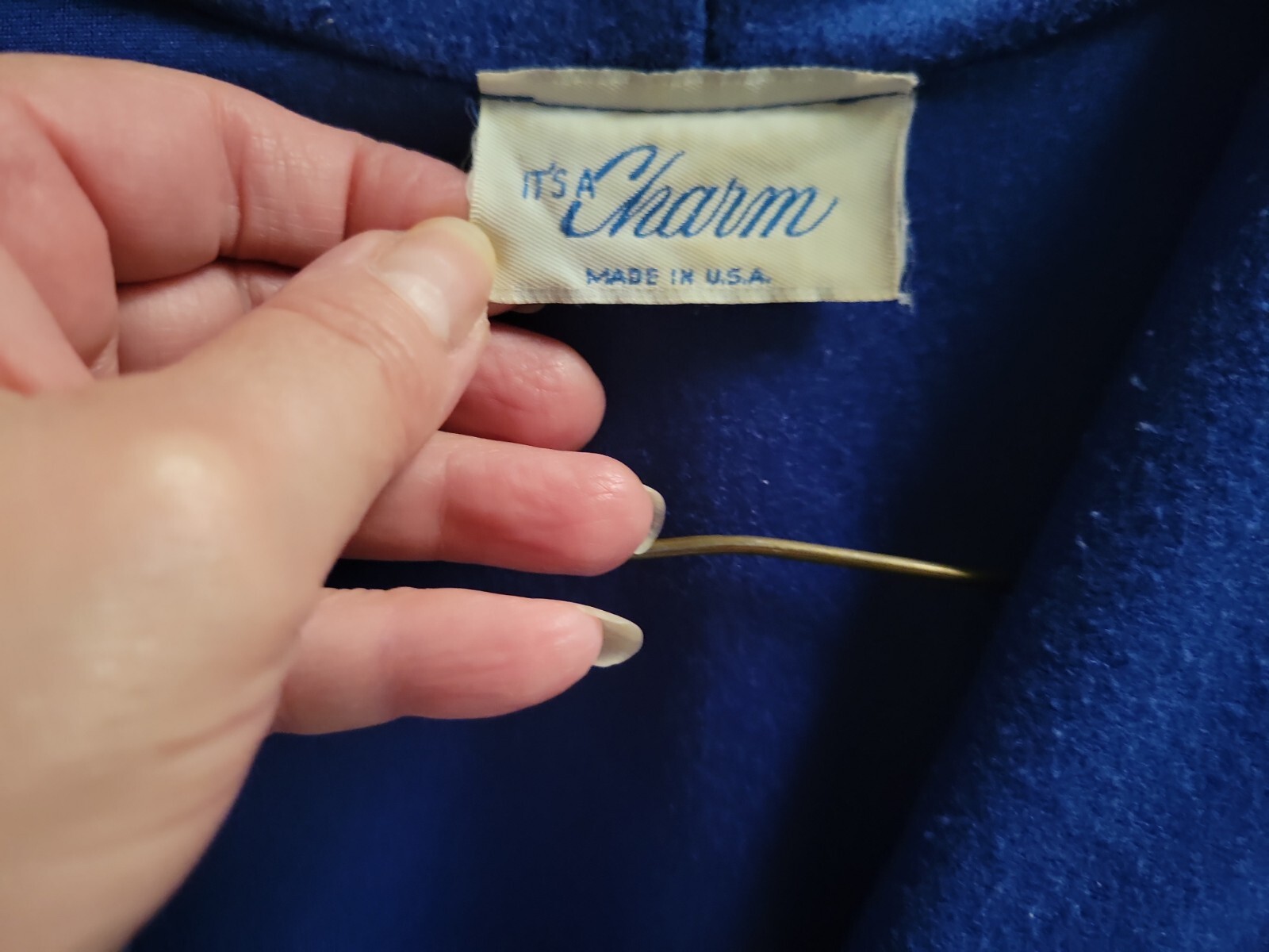Vintage Robe Housecoat Tie Wrap Long It’s A Charm Women’s Medium Blue USA Made