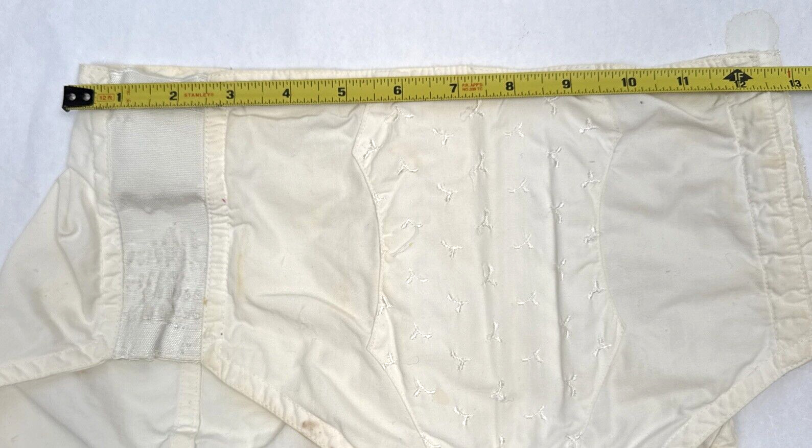 Vintage Girdle Corset Garters White Belt Metal Clip Embroidered