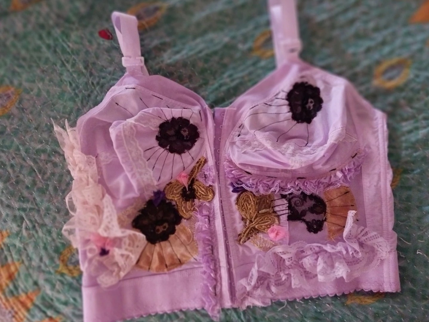 VTG BULLET BRA WAIST NIP PURPLE BURLESQUE AVANT 44 DD POINTY BUSTIER TOP GLAM OT