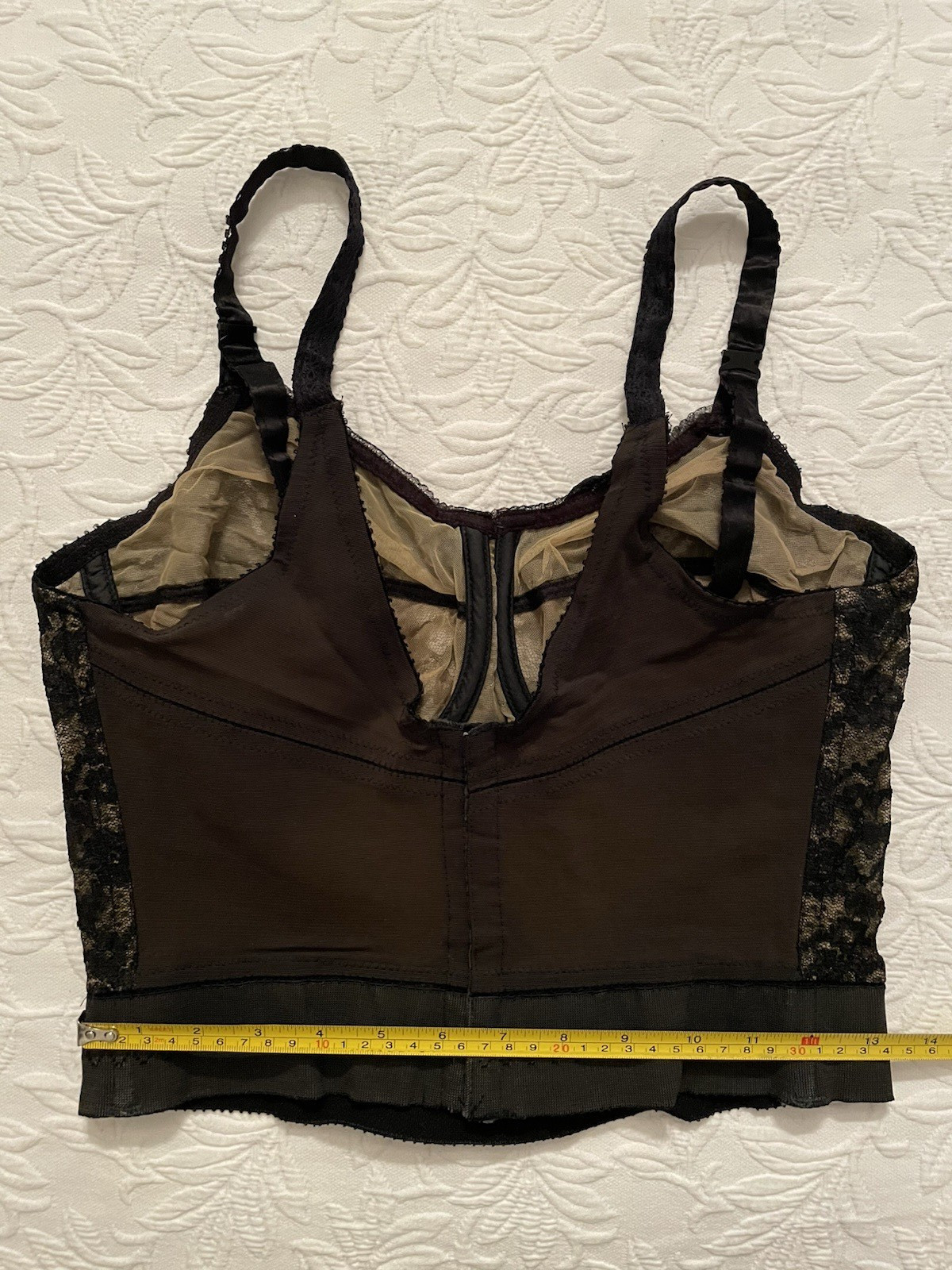 Vintage Rondeau original Lilyette bra 38 / 39 C Long line black lace Corset #679