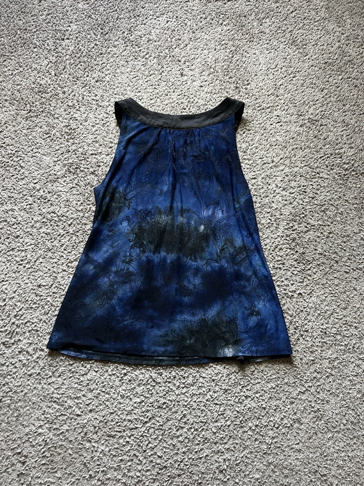 Y2K 2000s Blouse Large Blue Paisley Beaded Top Sleeveless Whimsigoth Fairy Boho
