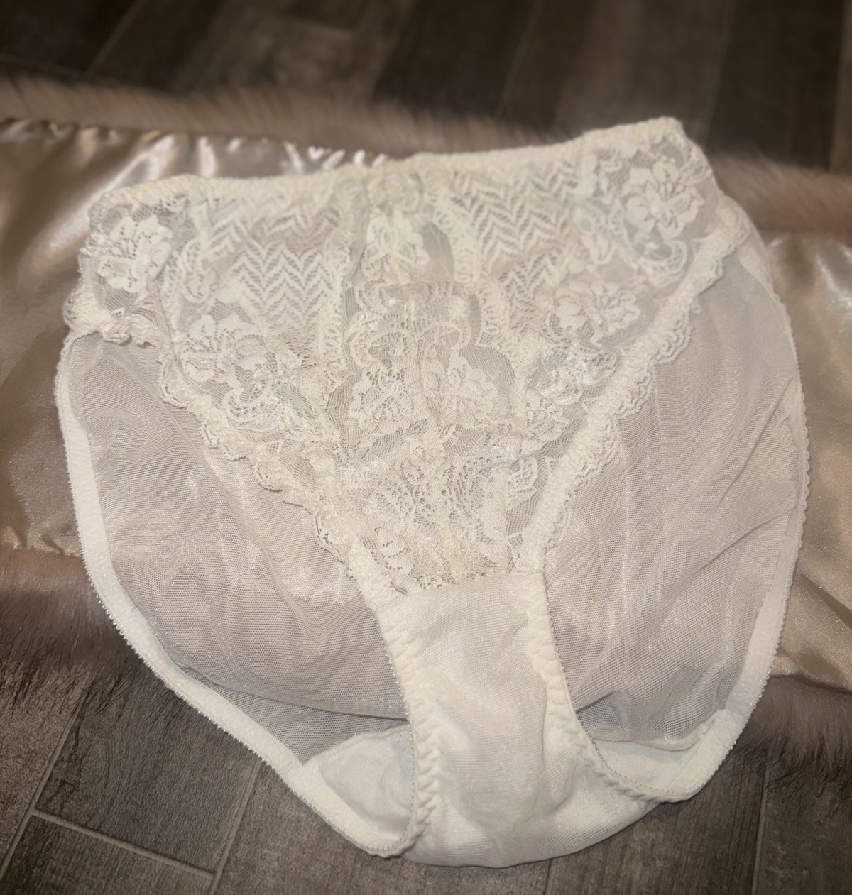 VALENTINO Panties High Waist Vintage 80’s White Sheer Mesh Lace XL