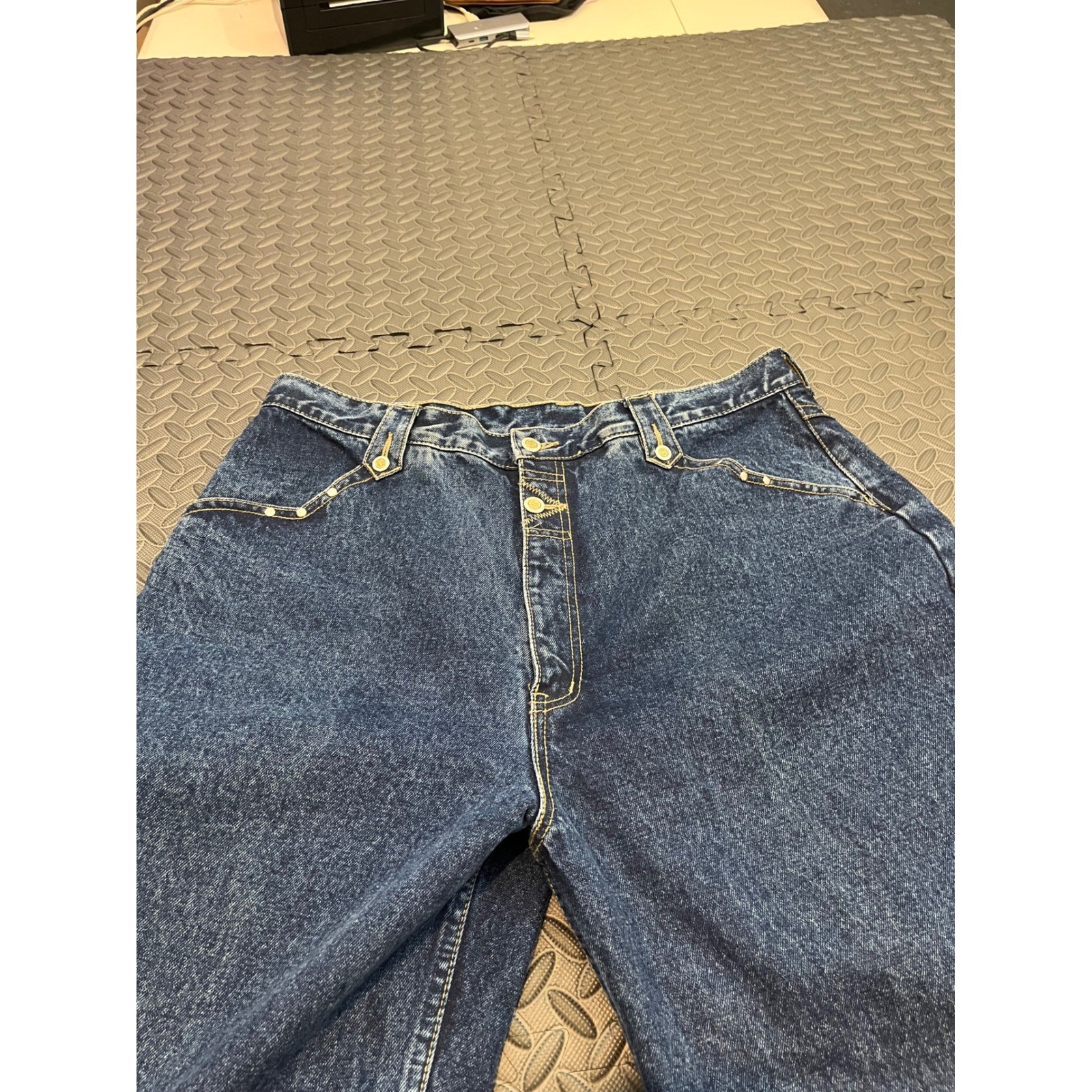 Lawman Western Jeans Womens 21/22 Blue Relaxed Fit High Rise Studded 90s Vintage