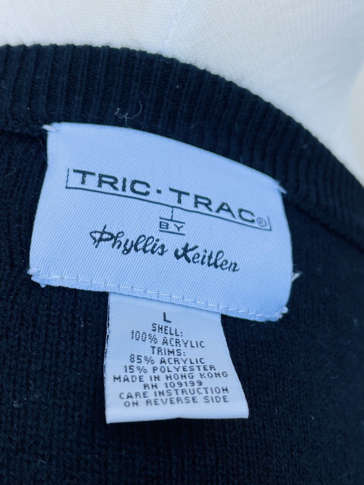 Vintage 1980’s TRIC TRAC by Phyllis Keitlen Black L Cardigan Made In Hong Kong