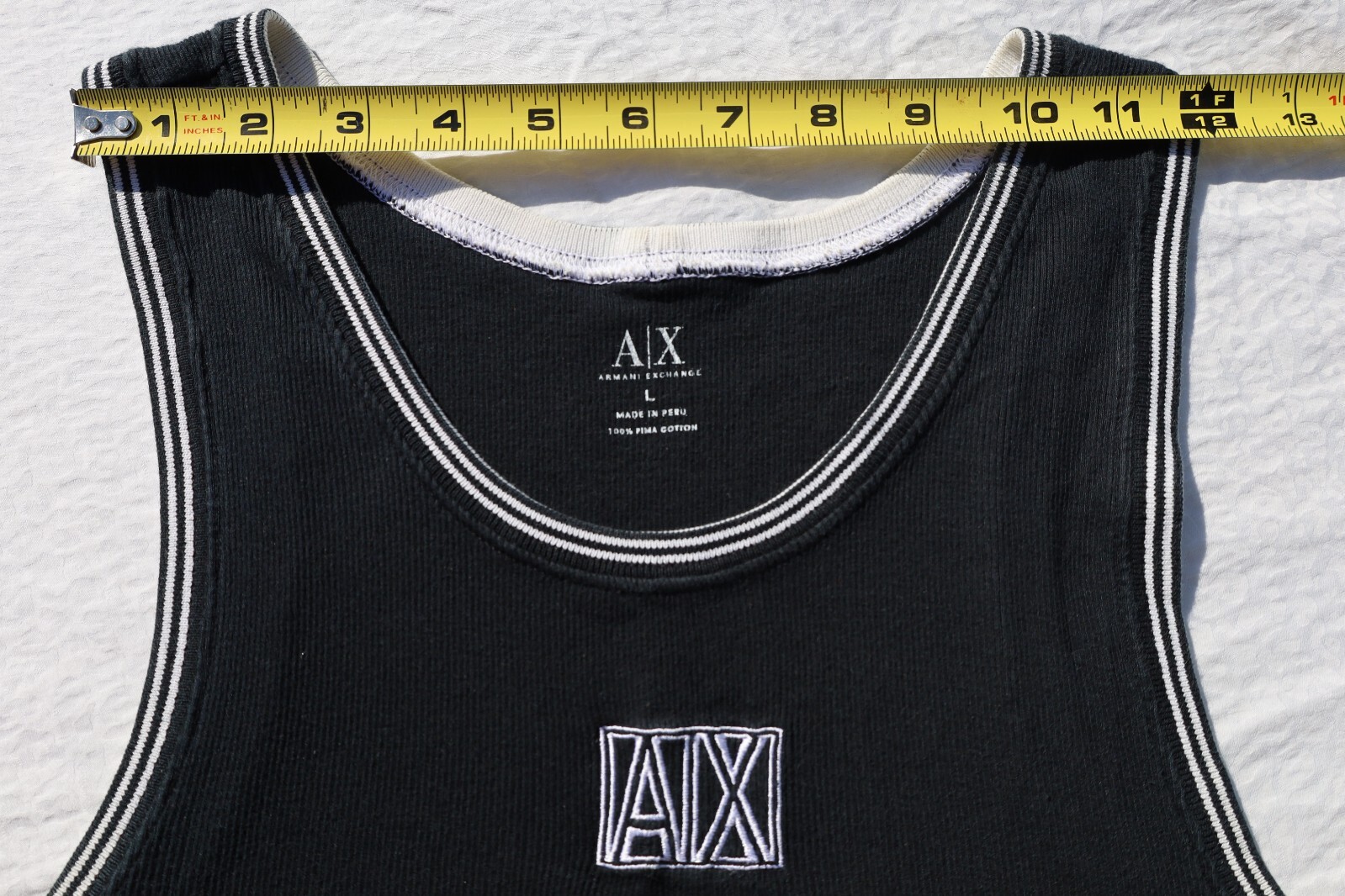 Vintage 90s Armani Exchange T-Shirt black white Tank Top sewn block AX logo L