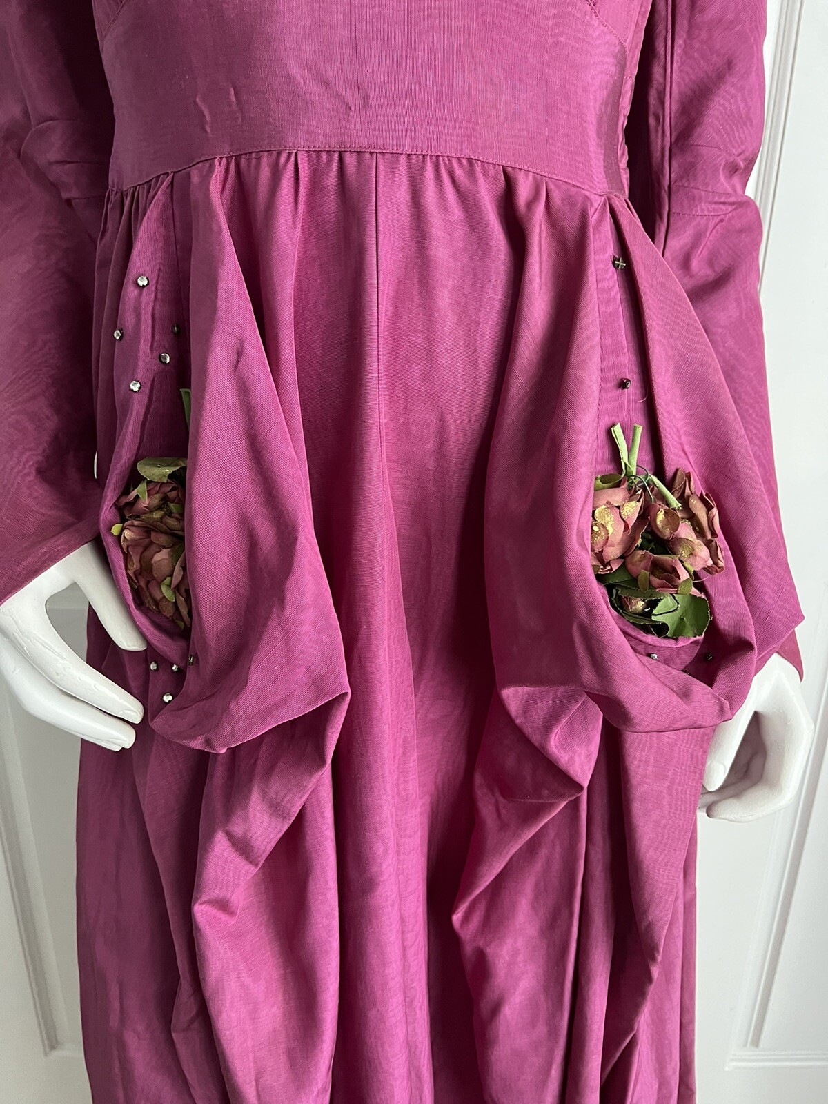Vintage 1940s Fred Perlberg Dance Originals Mauve Formal Dress Matching Gloves