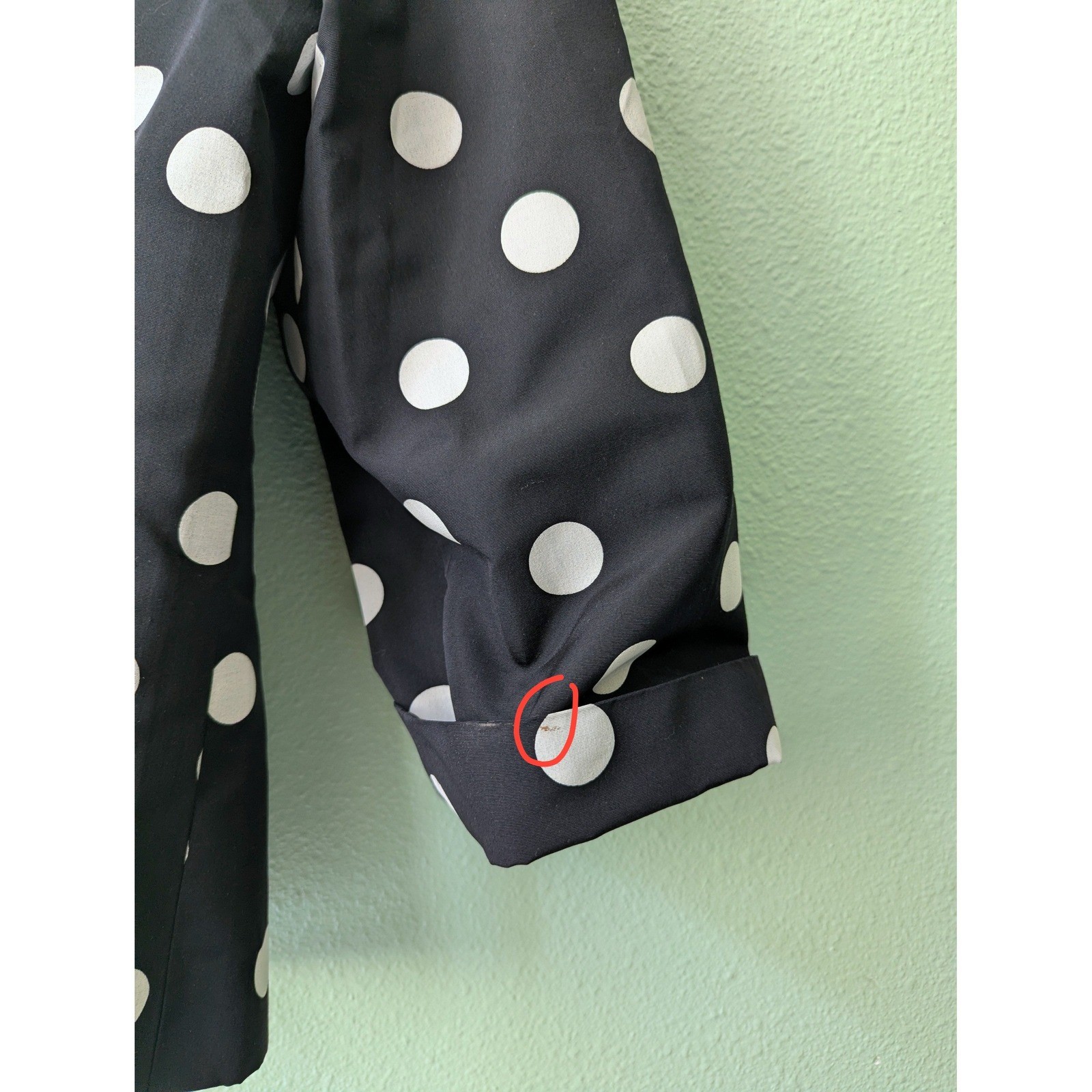 Vintage 90s Carlisle 100% Silk Polka Dot Jacket Black White Ruffle Collar