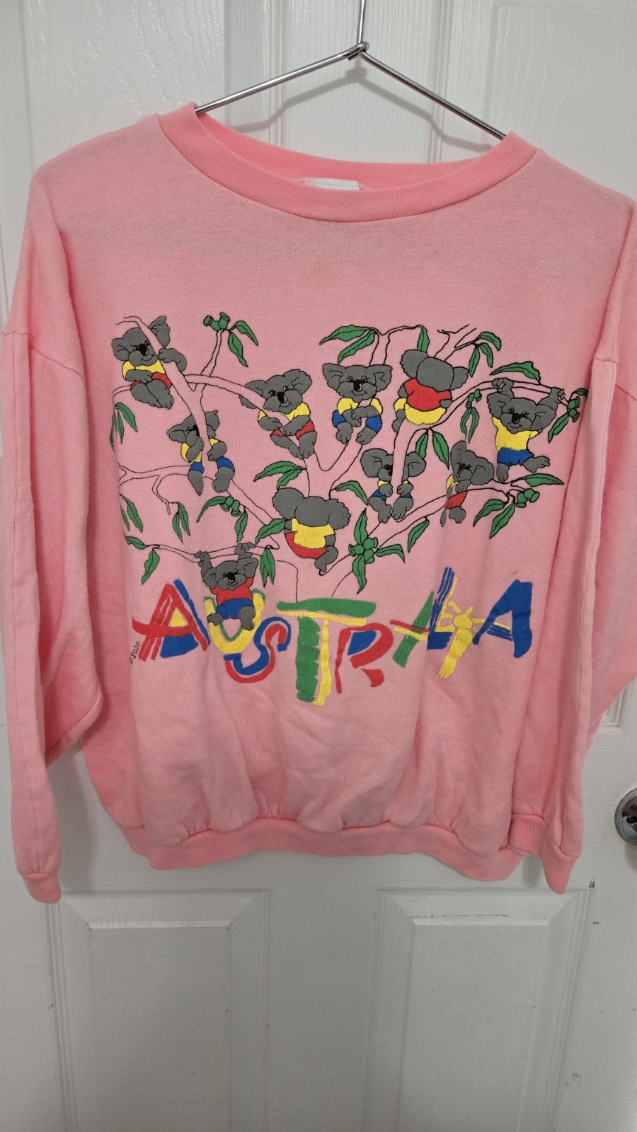 Vintage Australia Koala XL Sweatshirt Pink Distressed Graphic Oversized Rare 1