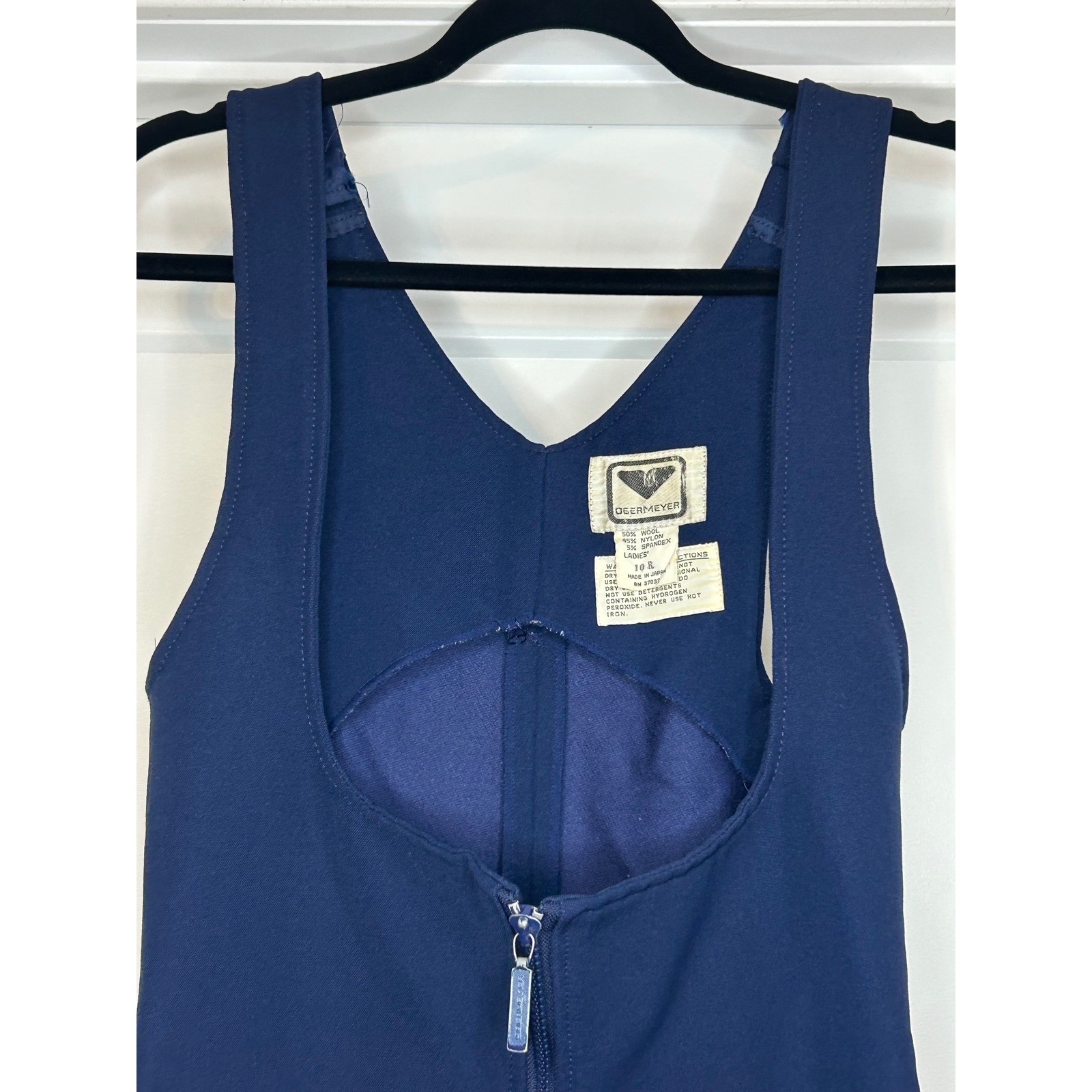 Obermeyer Vintage Navy Blue Wool Blend Ski Bib Jumpsuit Womens Size 10R RN 37037