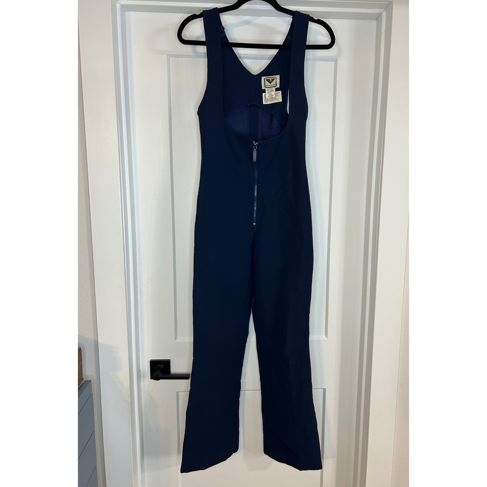 Obermeyer Vintage Navy Blue Wool Blend Ski Bib Jumpsuit Womens Size 10R RN 37037