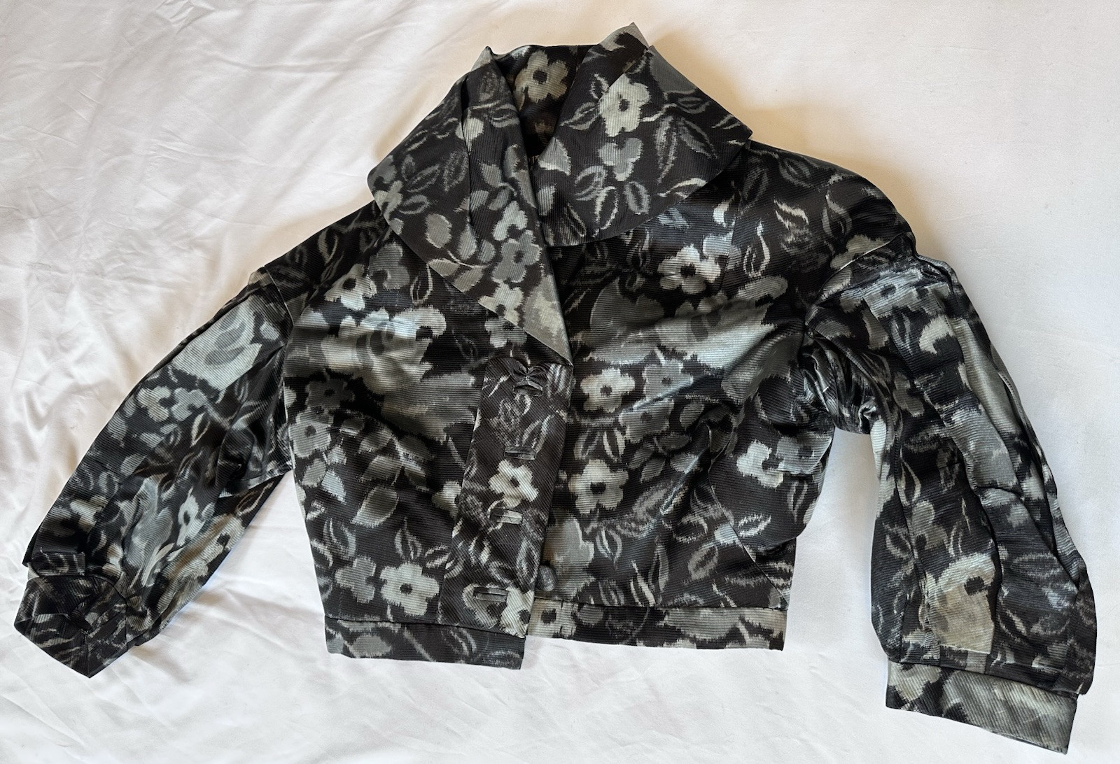 Vintage PIERRE BALMAIN SILK FAILLE BUBBLE HEM w/BOWS!! COCKTAIL DRESS JACKET SET