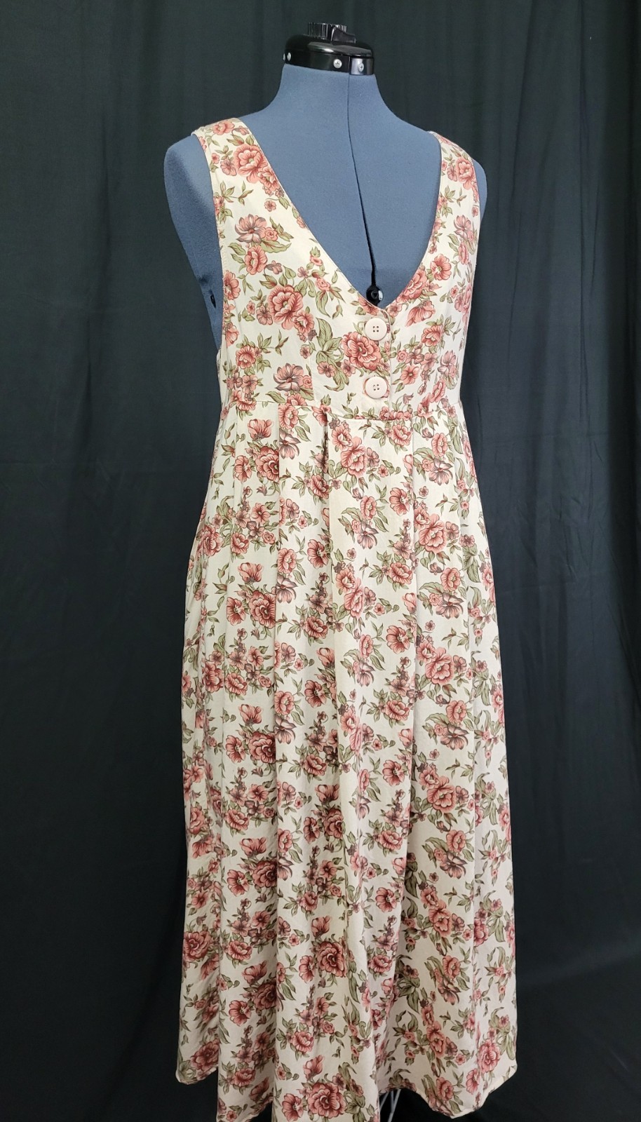 Vintage Ulterior Motives Lt Tan Jumper w Pink & Green Florals Size Medium