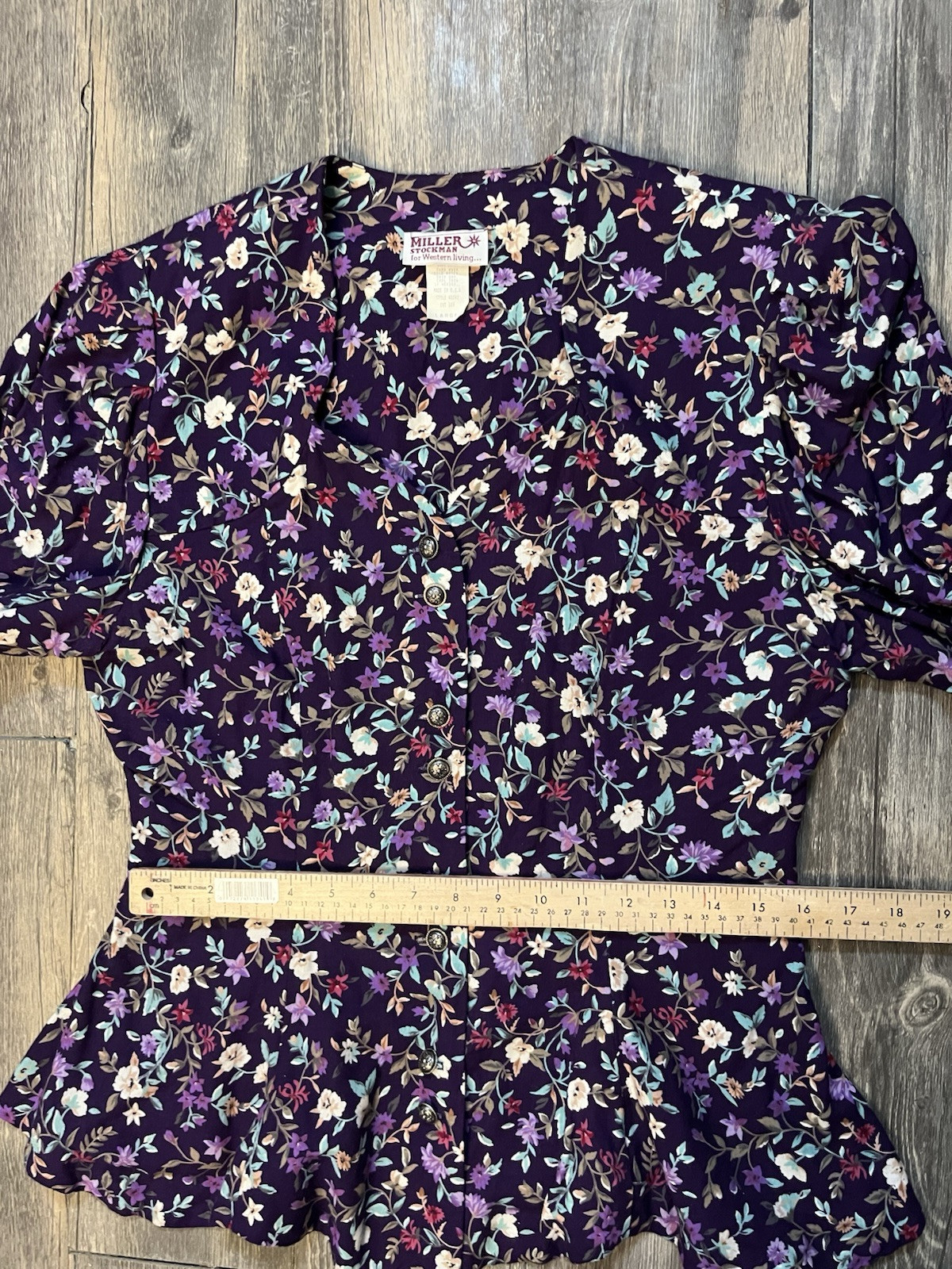 Vintage Miller Stockman Floral Western Top Made In USA Large