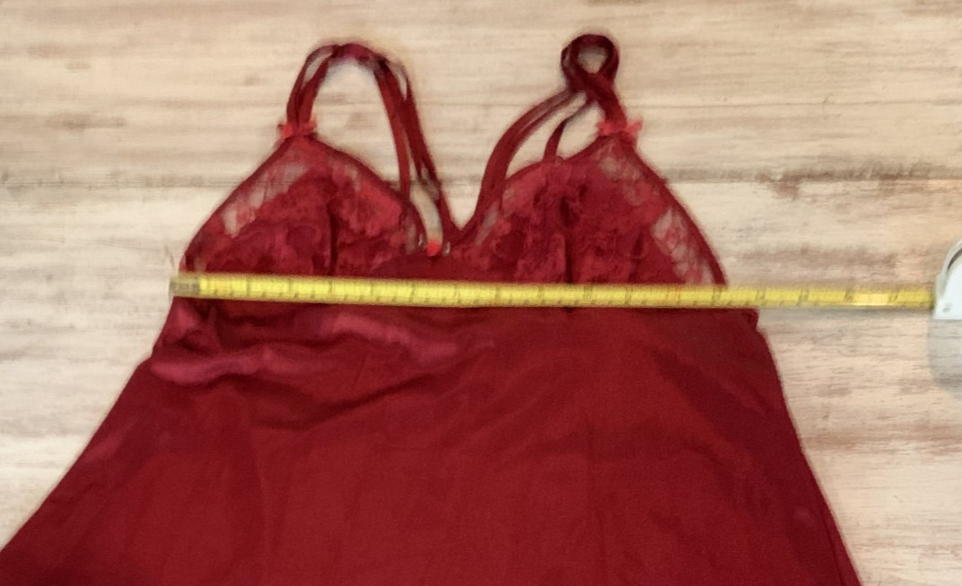 Vtg Nylon Lace Triple Strap Cross Back Maxi Nightgown Merlot Petra Fashions Sz S