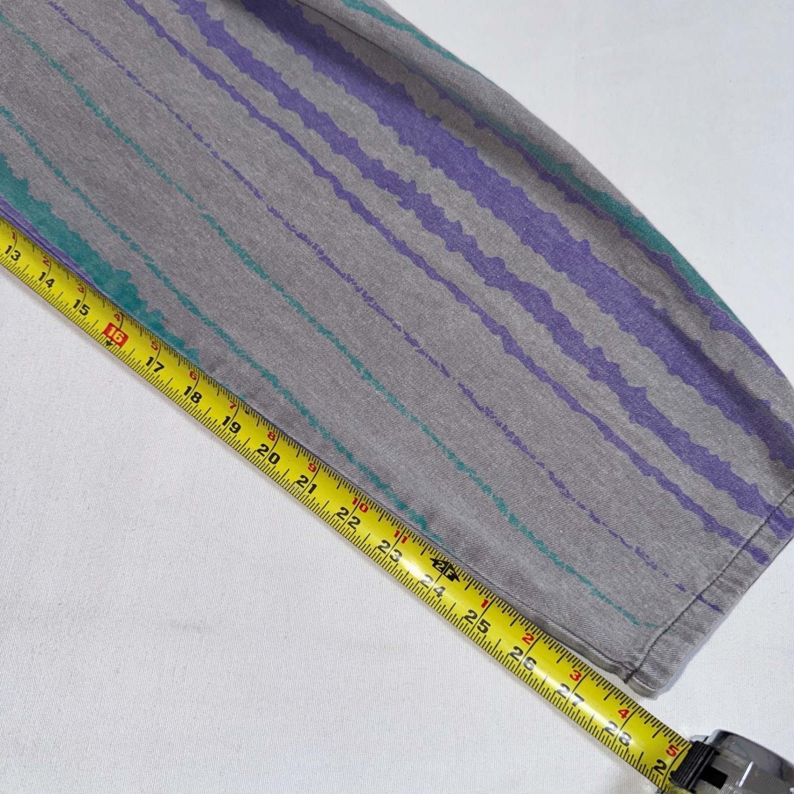 Vintage 80s/90s Gray Purple Striped Cotton Parachute Weightlifting Pants L 14-16