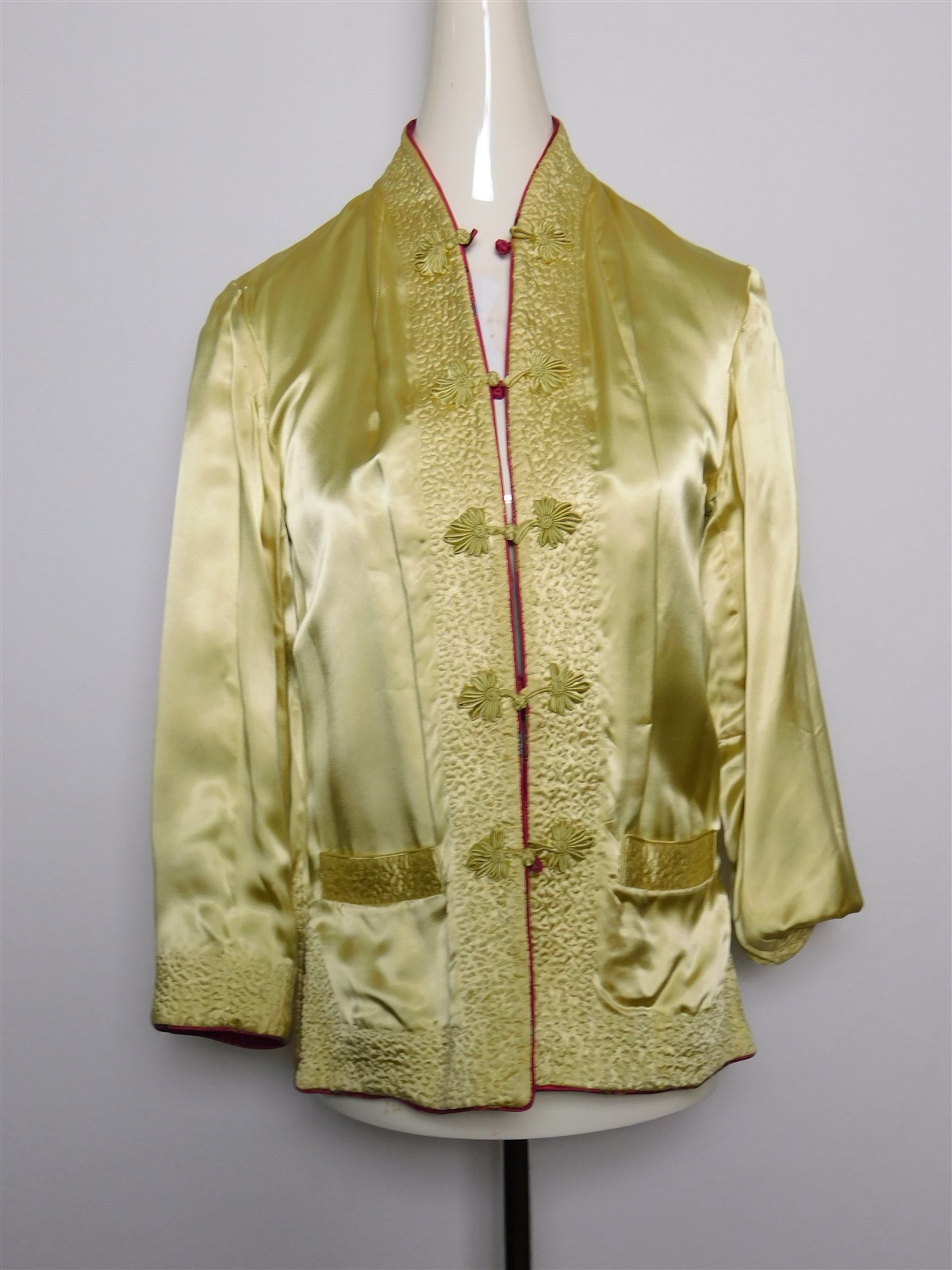 Vintage 1960s Women’s Reversible Qipao Button Silk Chinese Embellished Jacket