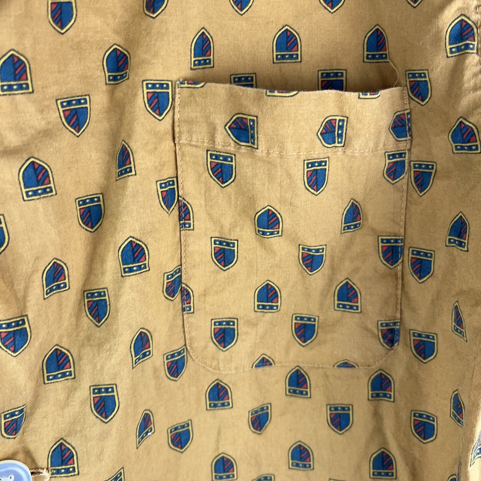 Vintage BVD neva-press Women XL Long Sleeve Button Blouse Top Mustard Retro