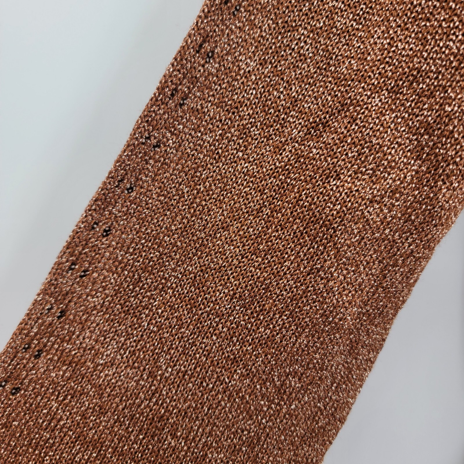 Vtg 70s Disco Wenjilli Sz 15/16 Copper Gold Metallic Knit Maxi Dress Cowl Gown