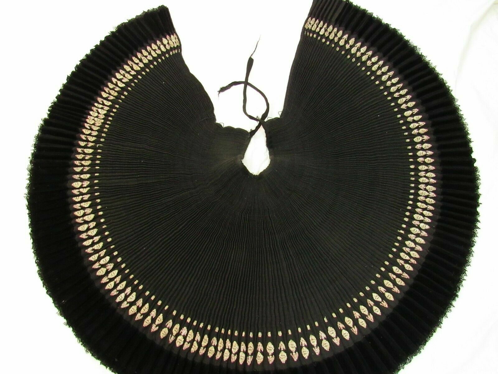 17-18th C. RARE ANTIQUE Folk costume SKIRT, EMBROIDERED GOLD TINSEL PLEATED