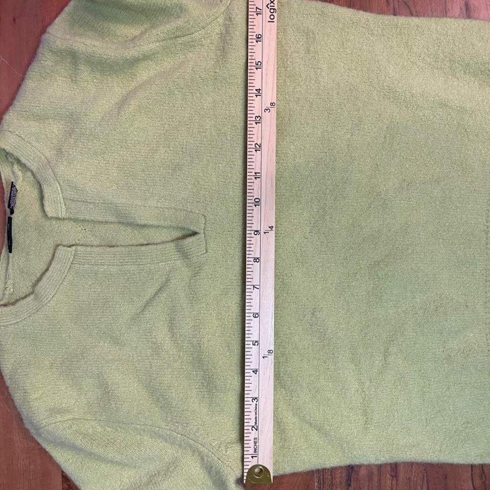 Mossimo Lime Green Wool Blend Split Neck Fuzzy Sweater Chartreuse Vintage M