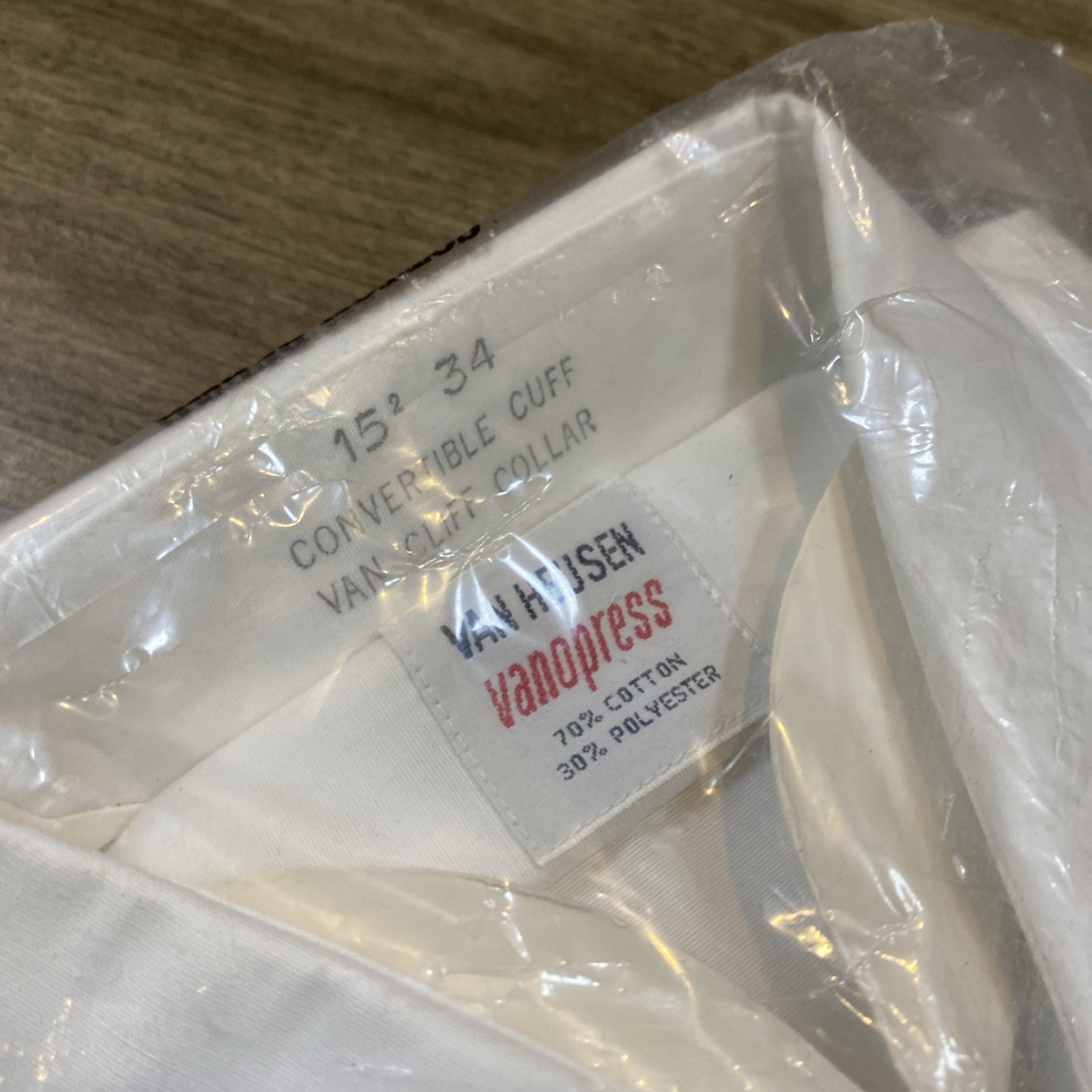 Vintage NWT 1970s Van Heusen Vanopress No Iron Van Cliff Collar White Shirt NOS