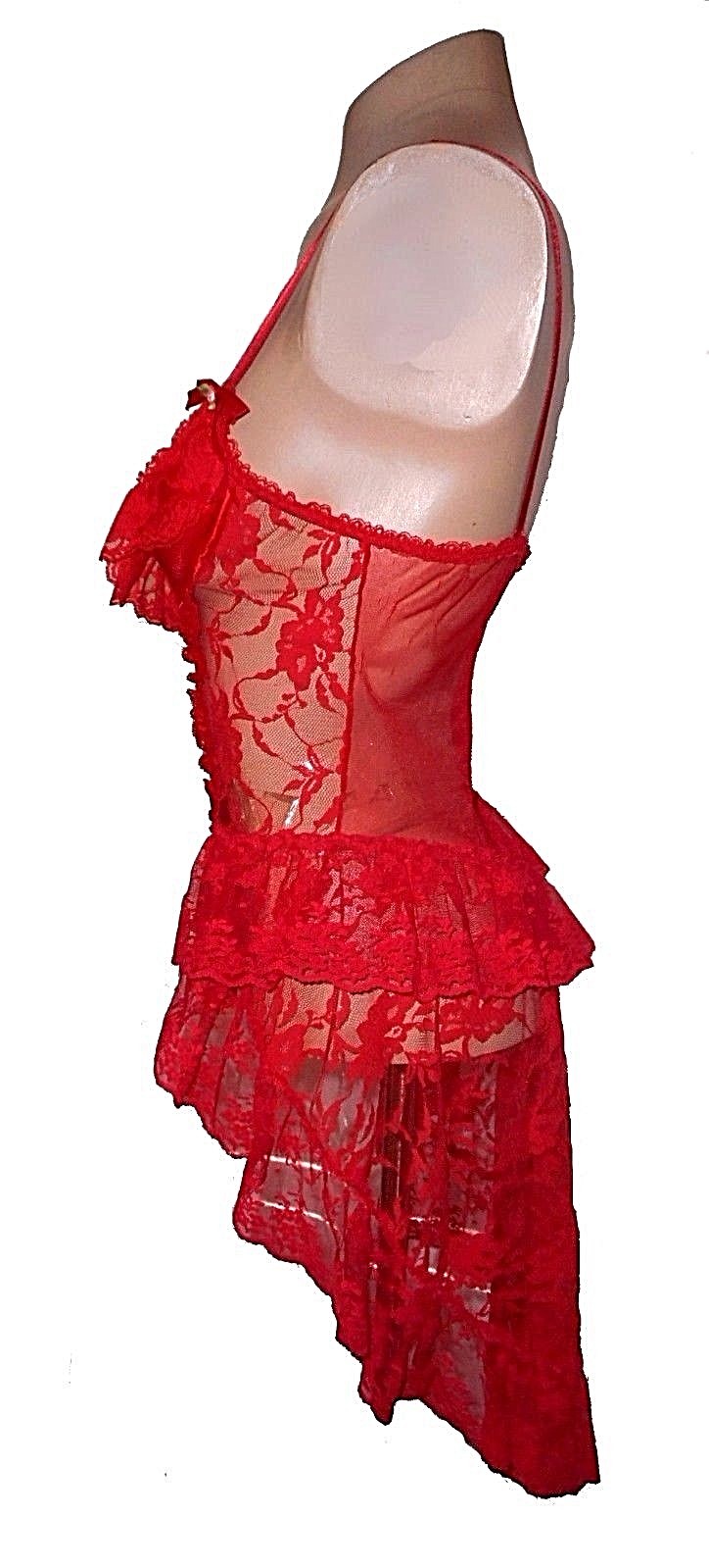 Vintage 1960s, Teddie, Pandora Lingerie by Chic, Lace Satin Sexy Scarlet Mint M