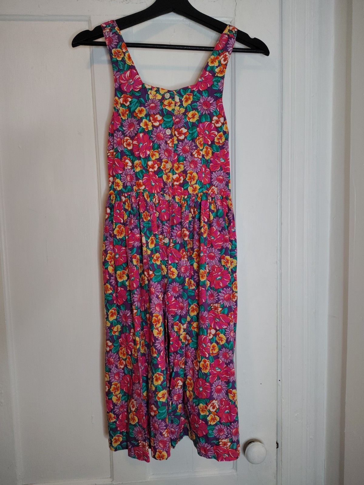 Vintage 1993 Genuine Girl Floral Print Fit & Flare Dress 28″ Bust Womens XXS