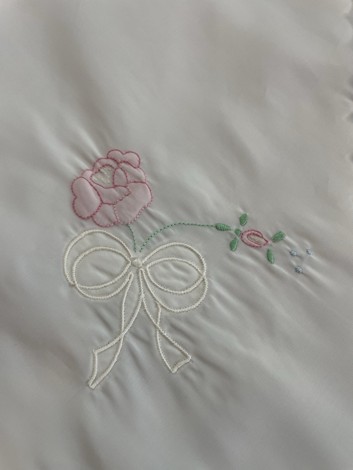 Vintage 1970’s Chevette Long Slip White Hand Embroidery Floral Women Large Flaw