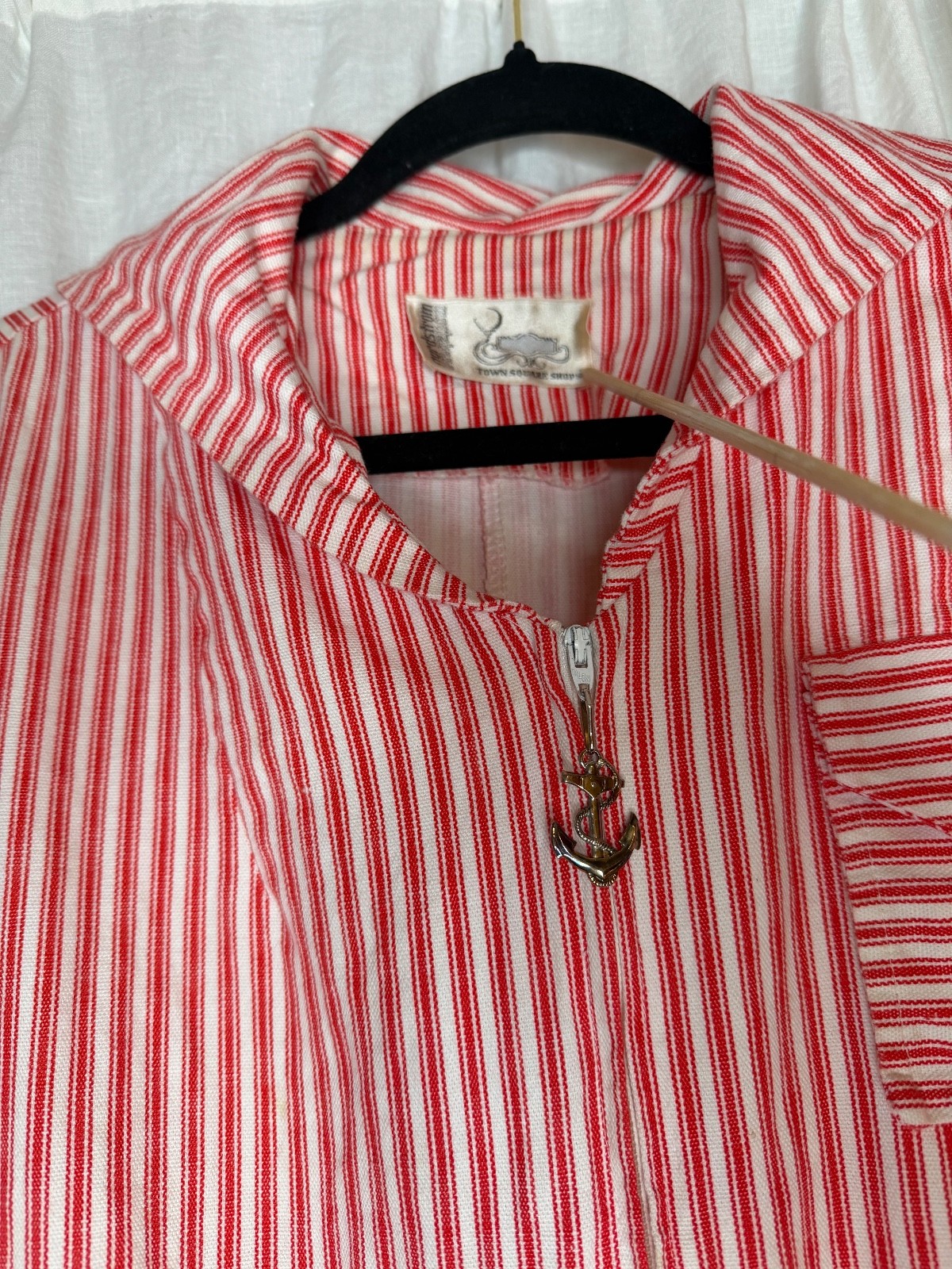 late 60’s early 70’s Vintage Nordstrom Town Square Sailor Red Striped Jump Suit