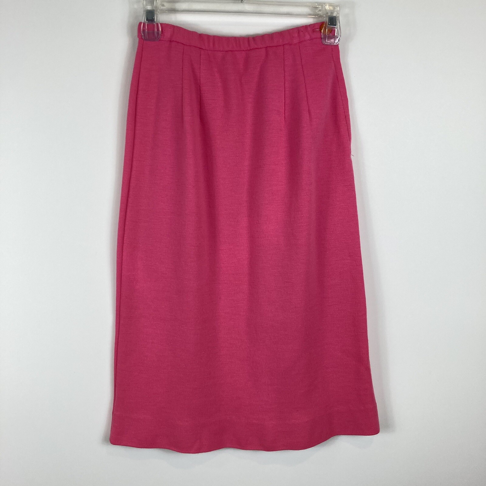 VTG Marie Phillips Pink Ivory 100% Worsted Wool Flat Knit Suit Skirt Set Women M