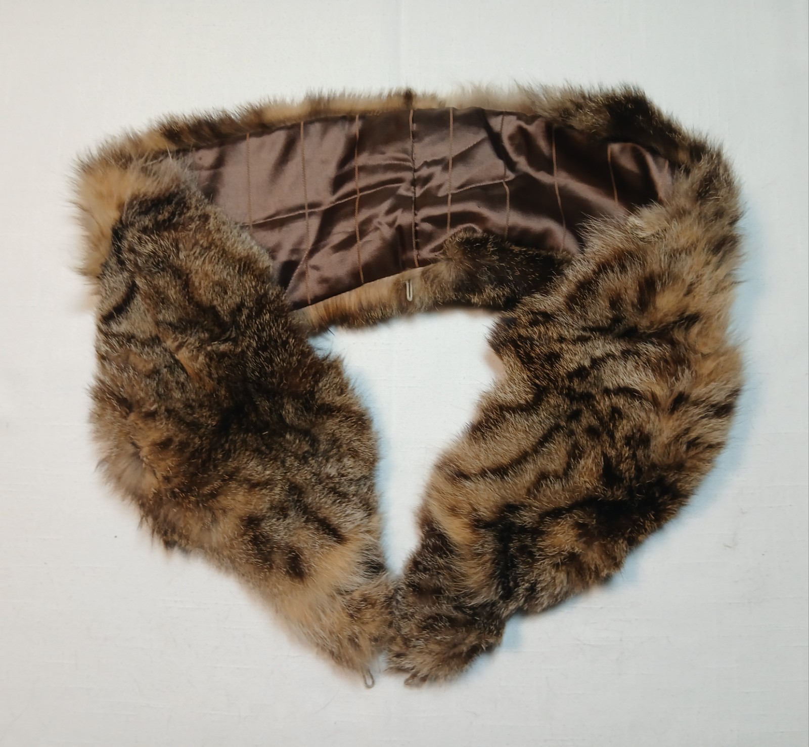 Vintage Real Fur Detachable Coat Collar Stole – Brown Black Raccoon Bobcat,…