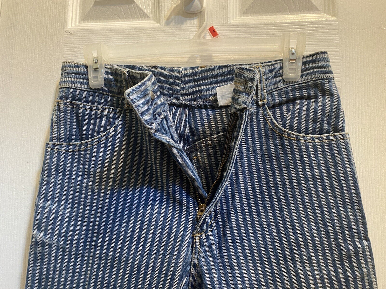 VTG 1980s High Waisted Striped GASOLINE JEANS | Paris, France | 100% Cotton | 28