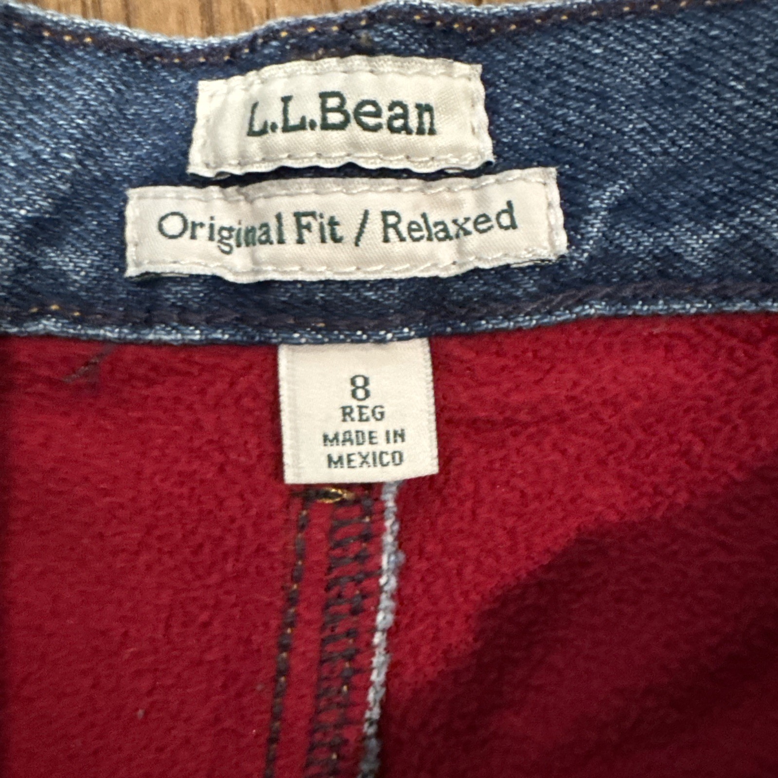 Vintage LL Bean Fleece Lined Jeans Size 8 Reg Relaxed Fit Medium Wash