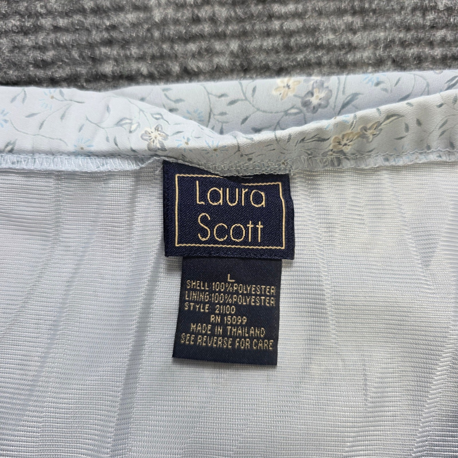 Vintage Laura Scott Floral Skirt Women’s Size L Blue Lined A-Line Cottagecore