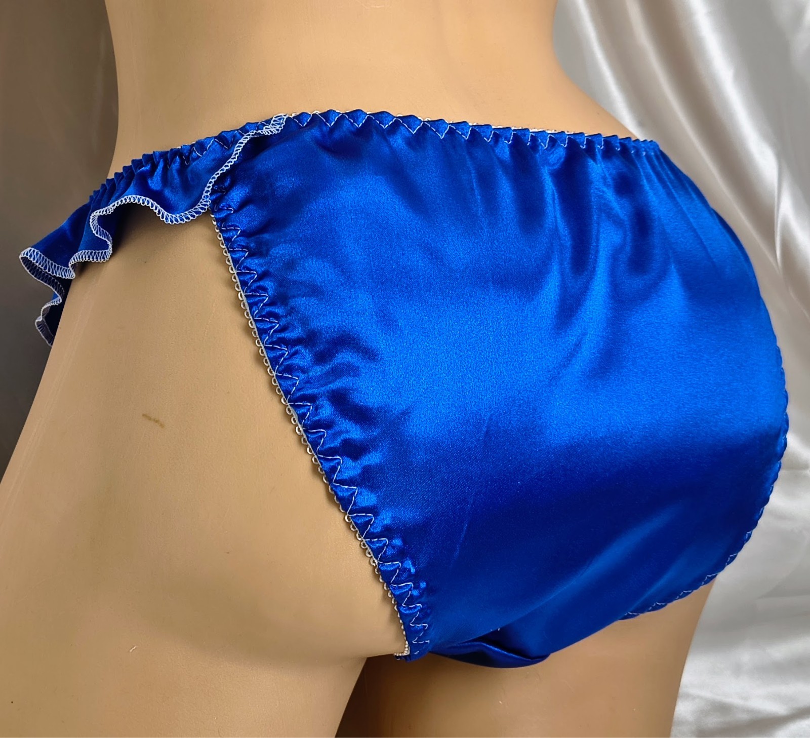 Sapphire Tide Satin Flutter Bikini Panties Full Back *Limited Edition*