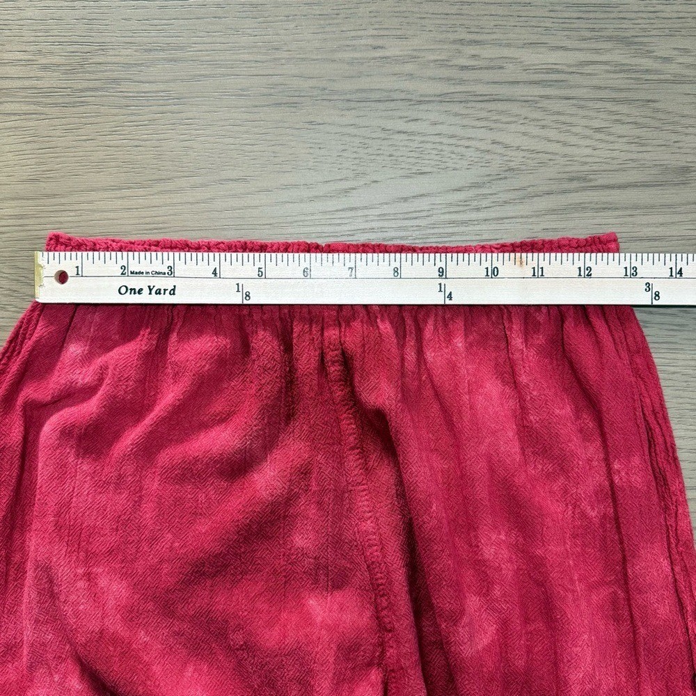 Cotonways Vintage Textured Pull On Pants Elastic Waist Boho Resort Cottagecore