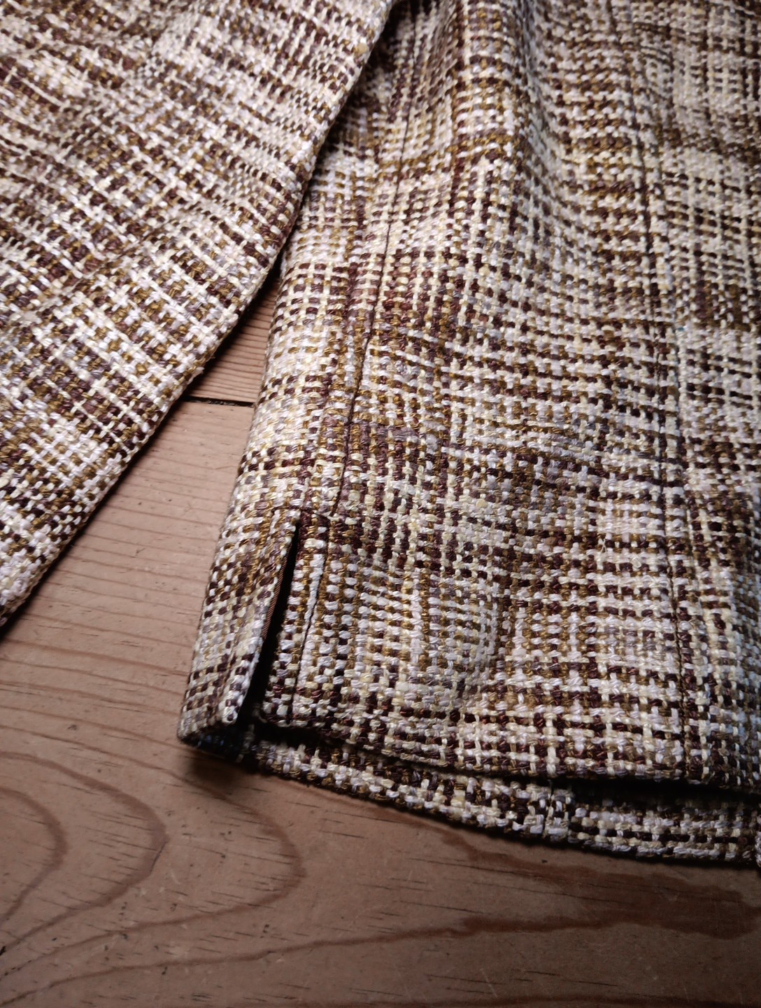 VTG Carlisle Womens 8 Blazer Jacket Zip Up Front Brown Tweed 100% Silk Pockets