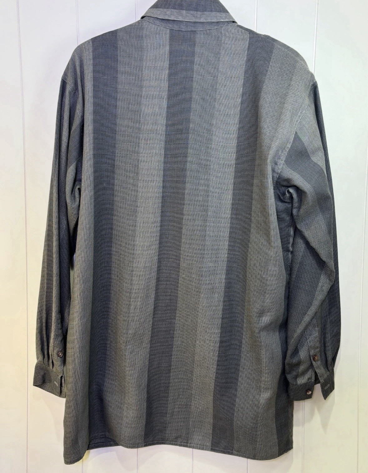 Vintage Betty Hanson Gray Stripe Button Down Long Sleeve Blouse Size 12