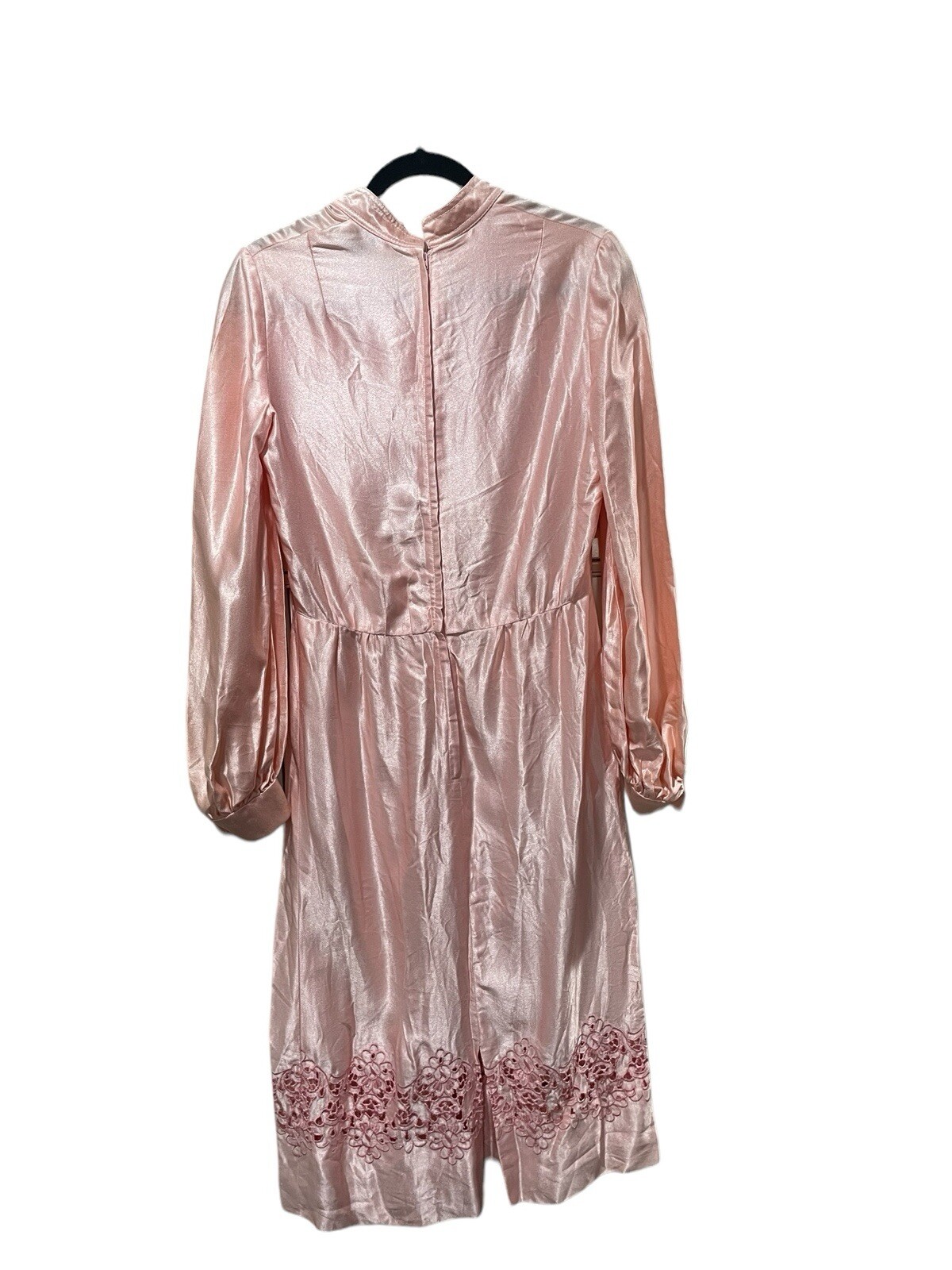 Vintage Pat Sandler 1970s Baby Pink Beaded Cut Out Accent Long Sleeve Dress M?