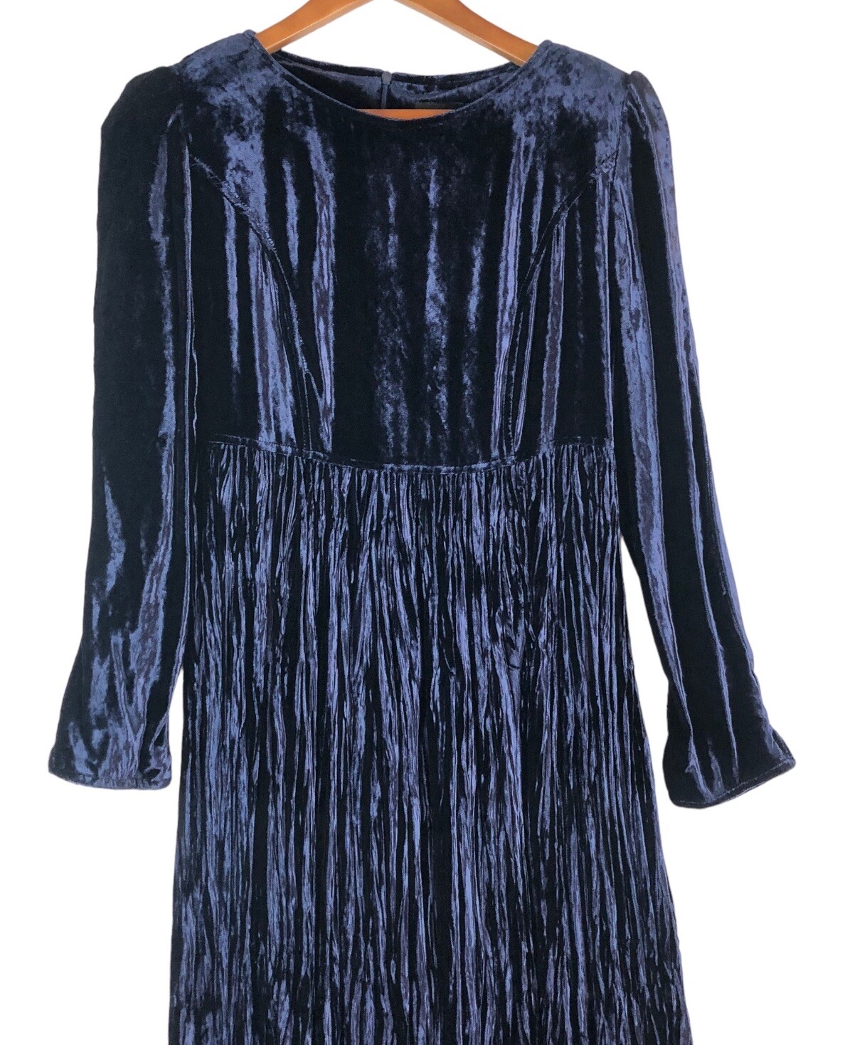 Size 8 Sharon Young Women’s Maxi Dress Navy Blue Crushed Velvet 90s