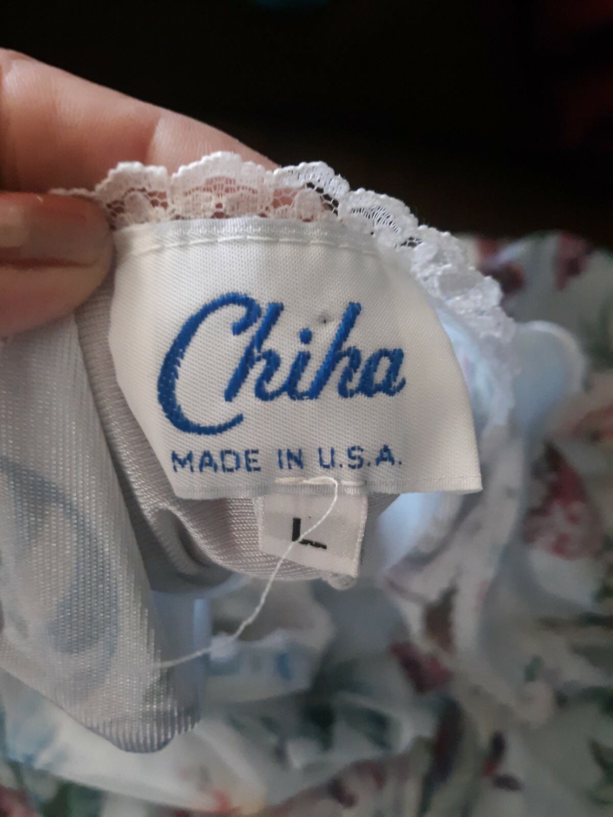 Vintage Chiha Womens Size Large Night Gown Floral Blue Pink Red Green Beige