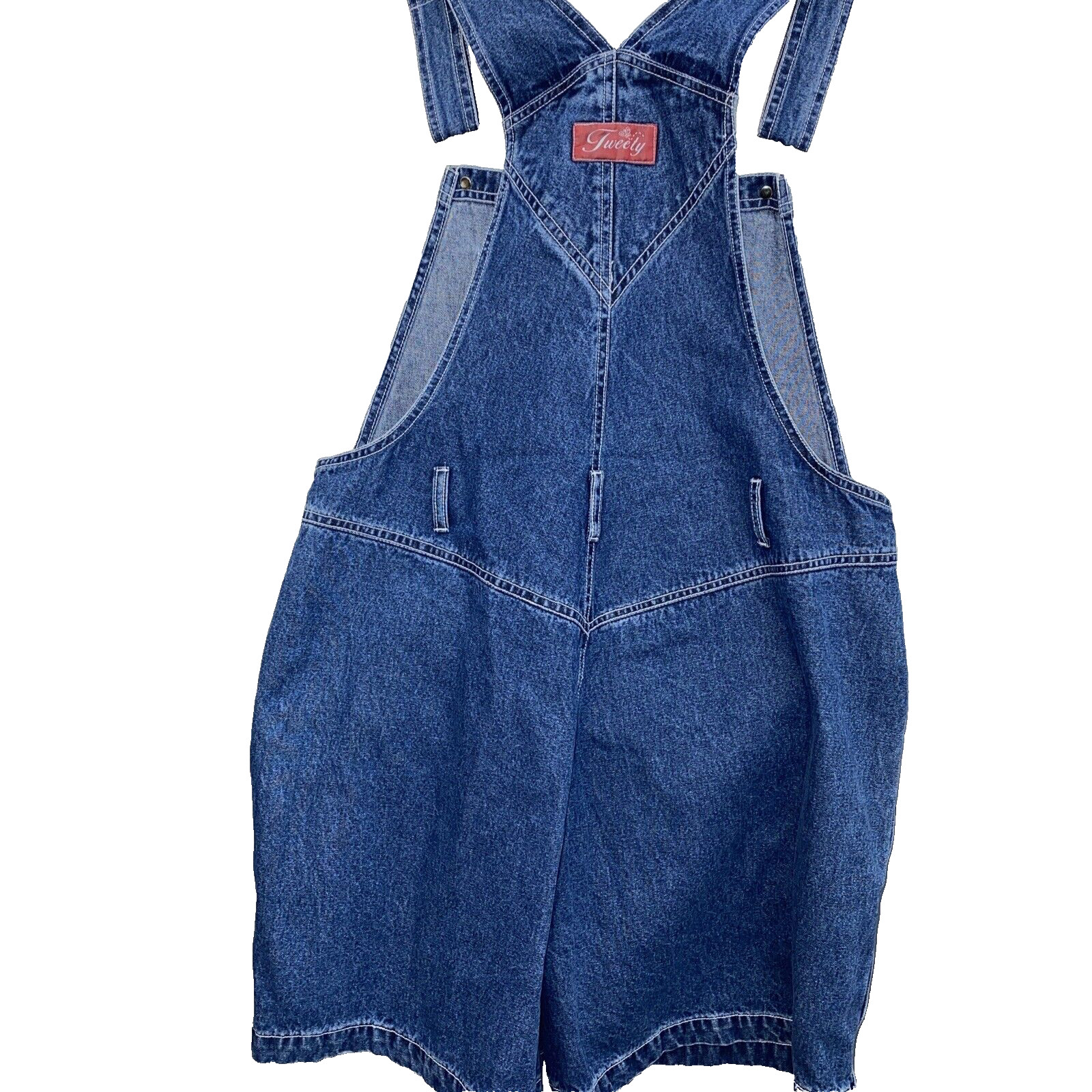 VTG Warner Bros Tweety Bird Bib Skortalls Women’s L Blue Denim Romper ’90s Y2K