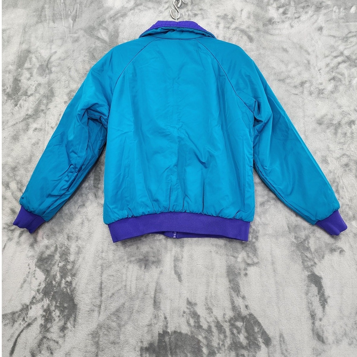 Vintage Columbia Coat Womens XL Blue Purple Reversible Radial Sleeve Puffer Zip