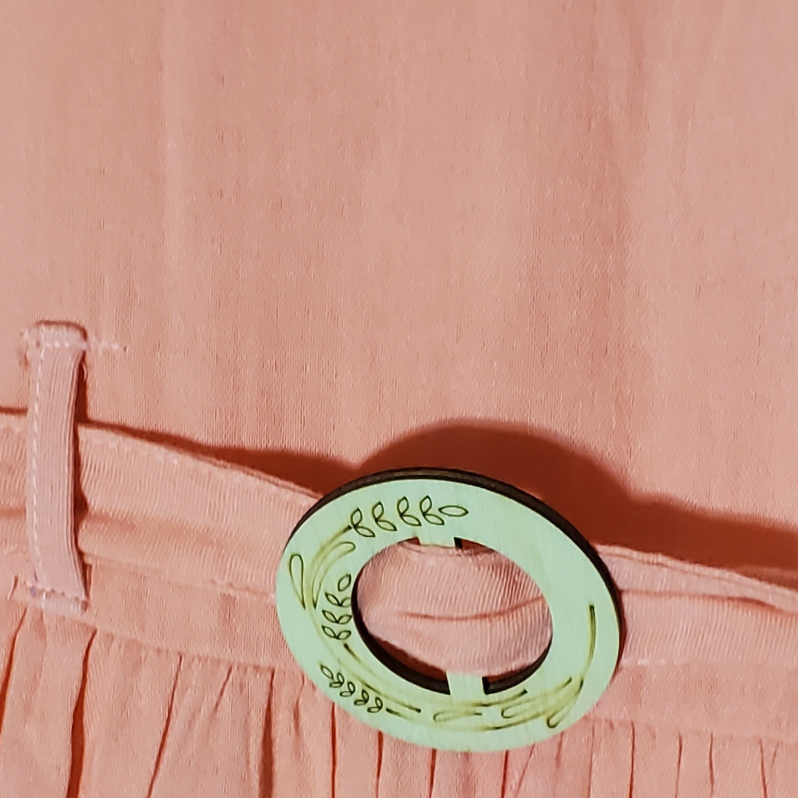 Vintage 70s Prairie Maxi Dress Girls 12 Coral Ruffle Cottagecore Salmon Tie Belt