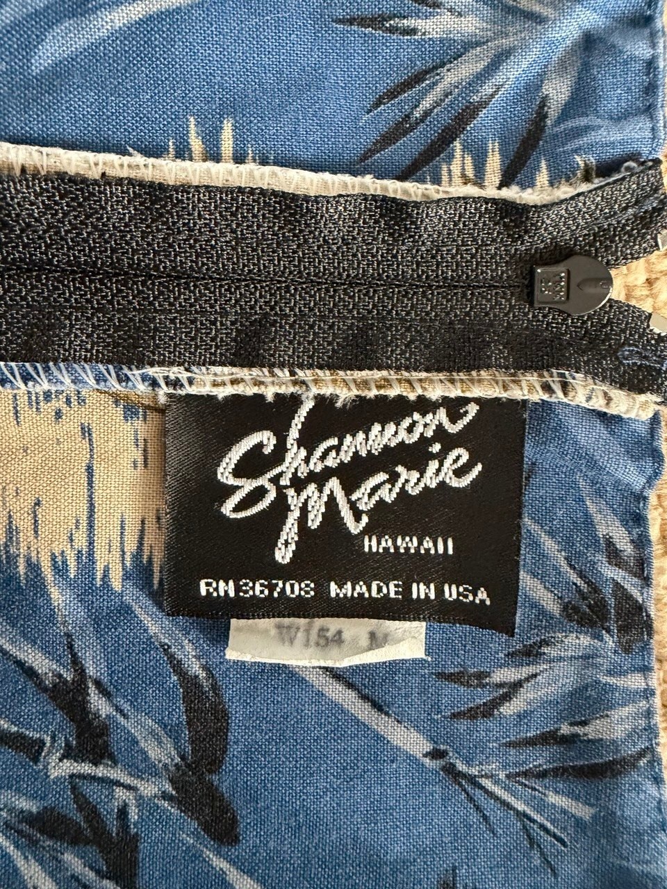 Vintage Shannon Marie Hawaii Sundress Blue Hawaiian Print Cotton Size M Made USA