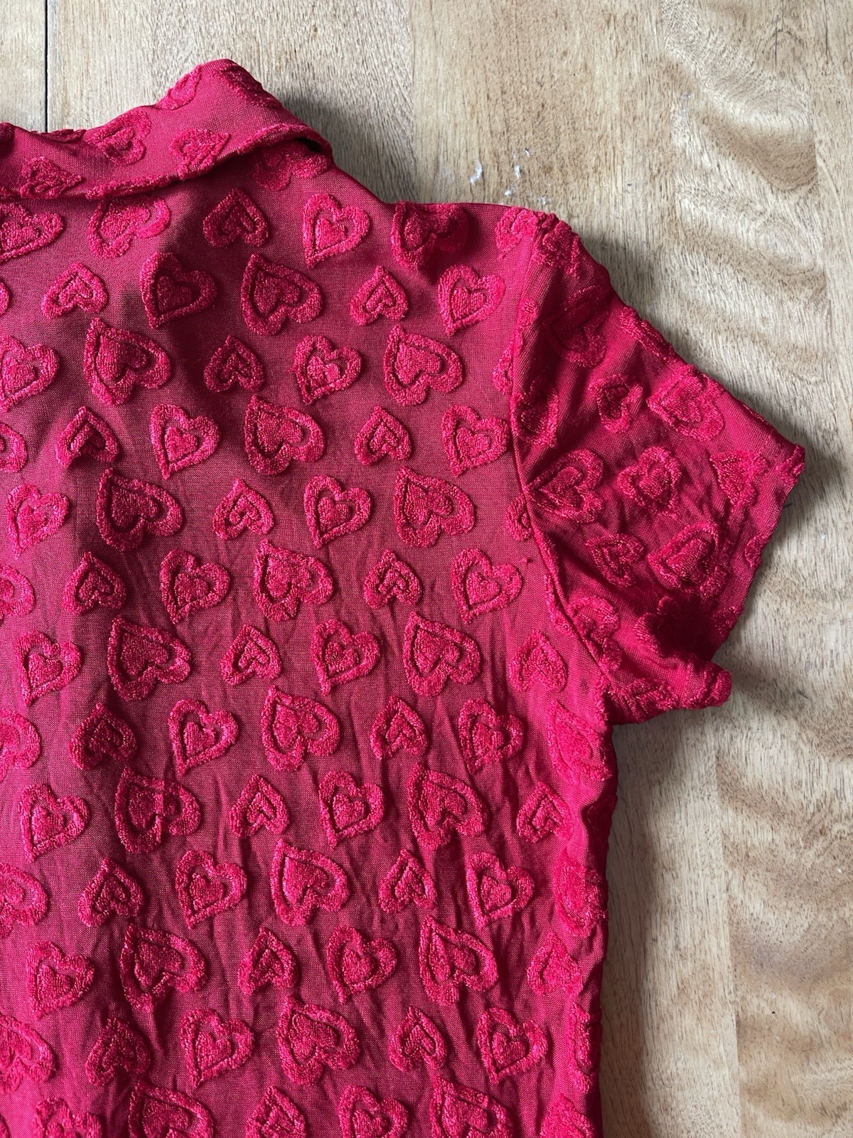 Vintage 90s Self Esteem Heart Print Button Shirt Size Large Valentines Day Y2K