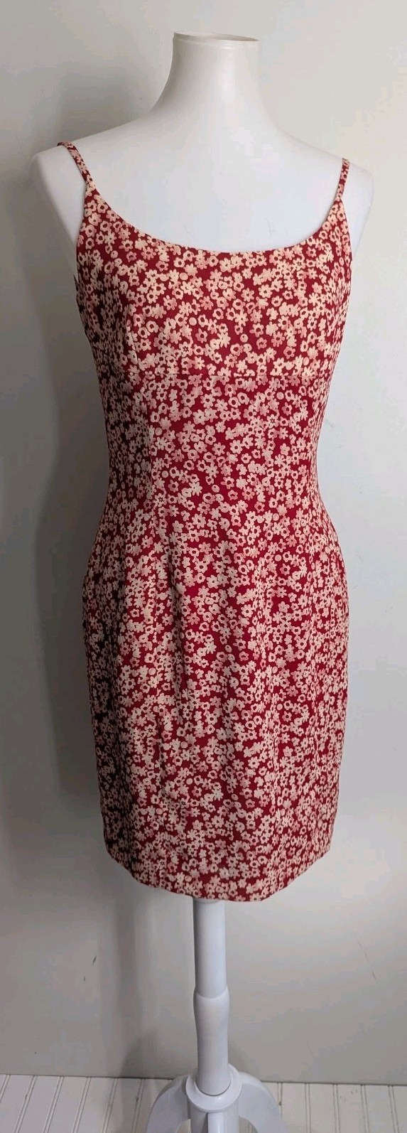 Vintage 90s Ann Taylor Slip Dress Red Floral Strappy Sundress 6 Classic Work